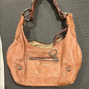 Charles David light pink Leather Hobo Bag with Metal Hardware